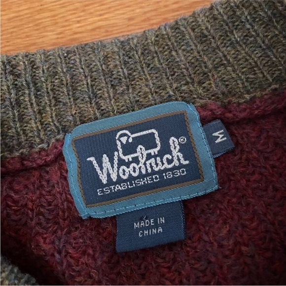 🍷Vintage Woolrich Wool Henley Knit Burgundy Sweater🍷 - Picture 1 of 9